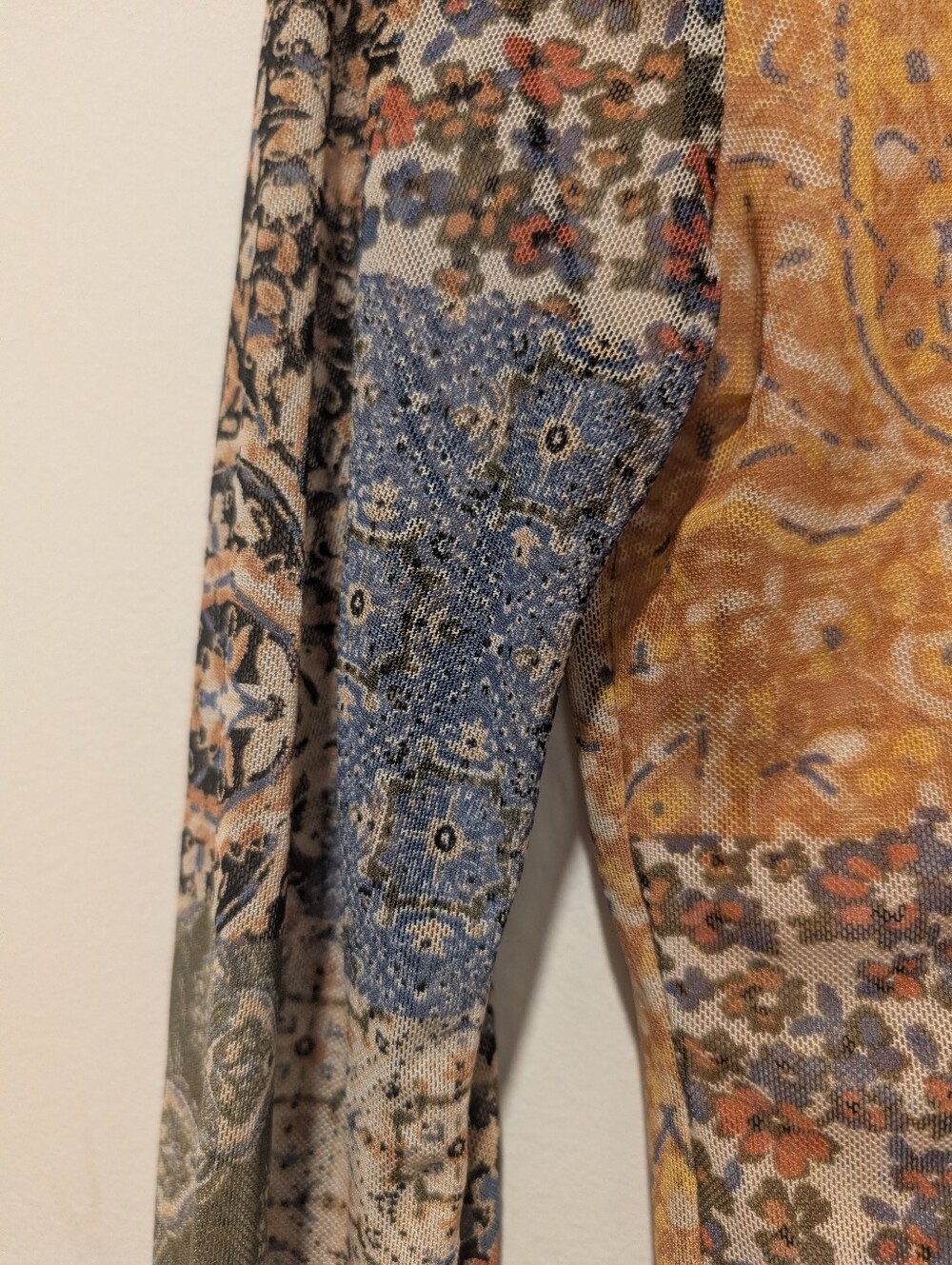 Sheer Y2K Floral Tattoo Patchwork Boho Paisley Cottage Indie fairy Top - Picture 3 of 9